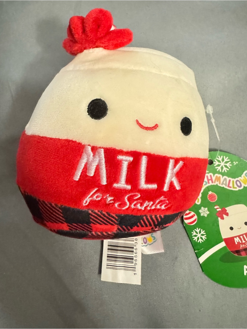 Squishmallows 'Milk for Santa' Plush Accessory - Red & Cream